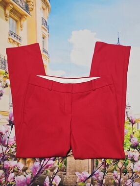 LOFT Red Slim Dress Trousers Pants Low Waist Size 4P Petite
